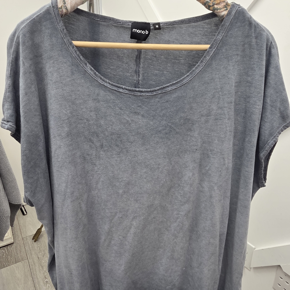 Mono B Vintage Wash Short Sleeve Tee in Slate Gray